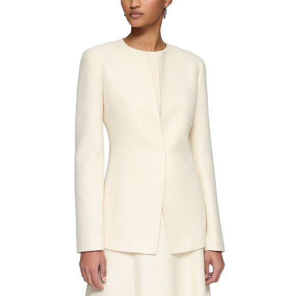 Lafayette 148 New York Womens Boucle Weave Cutaway Tailored Jacket 0 Cloud - NWT